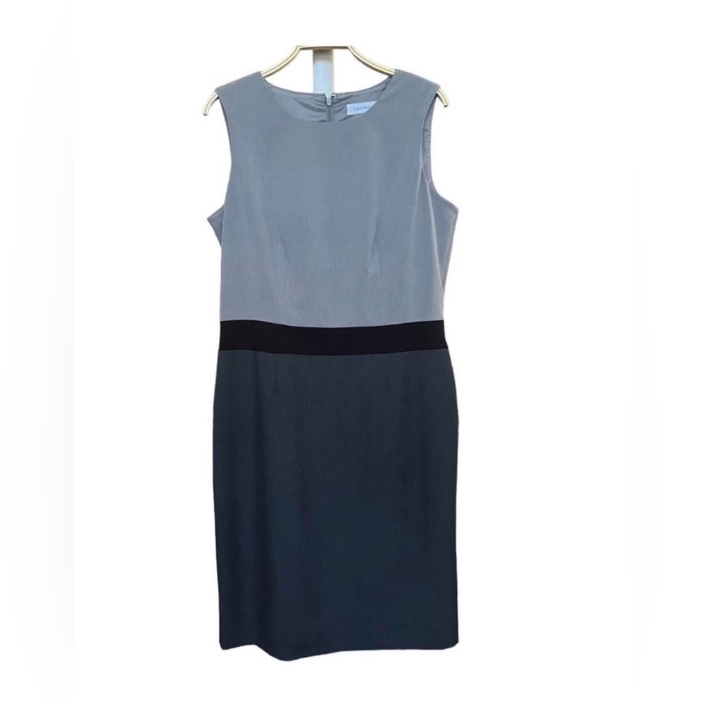 Calvin Klein Gray and Black Midi Dress
